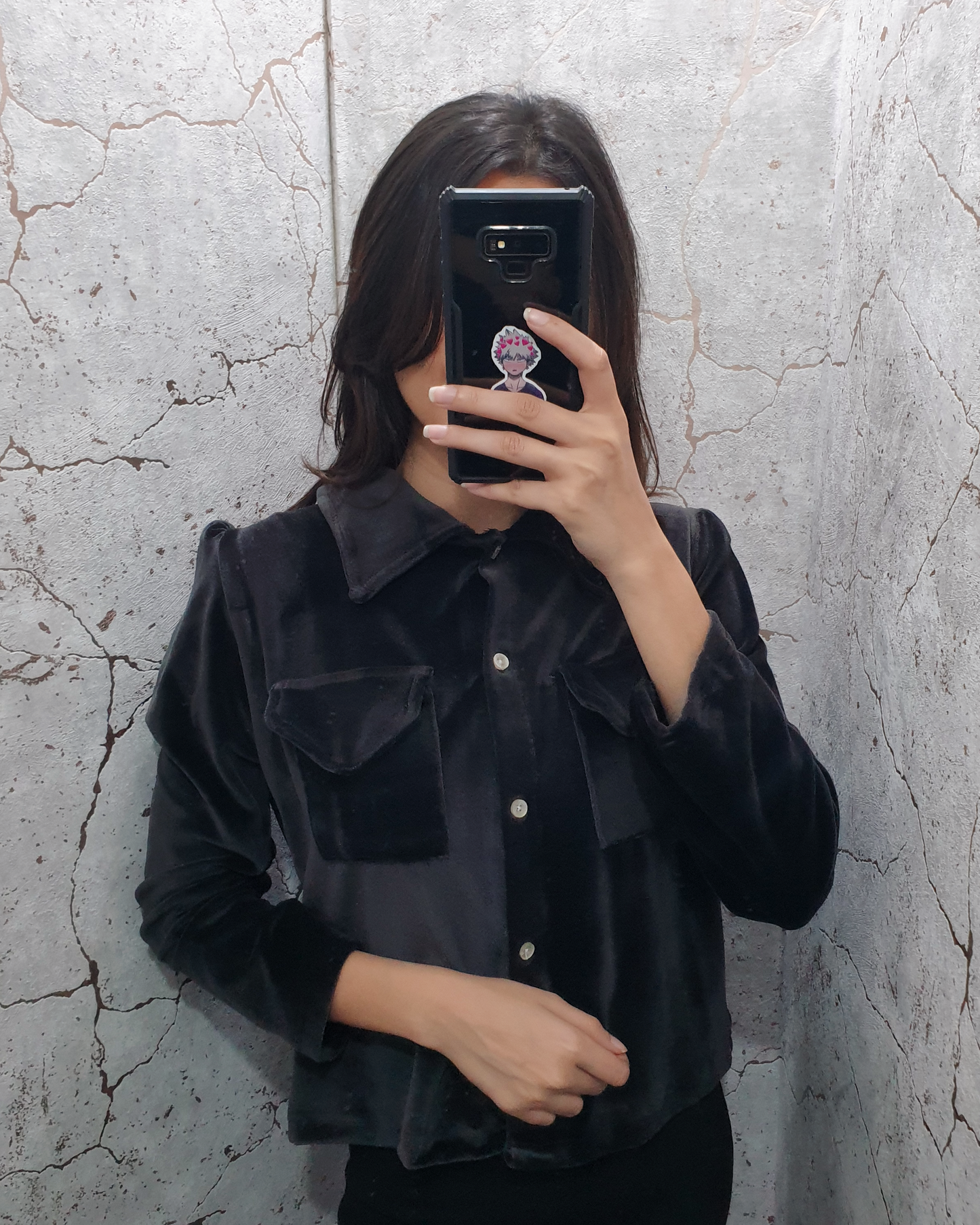 Black Velvet Shirt Top