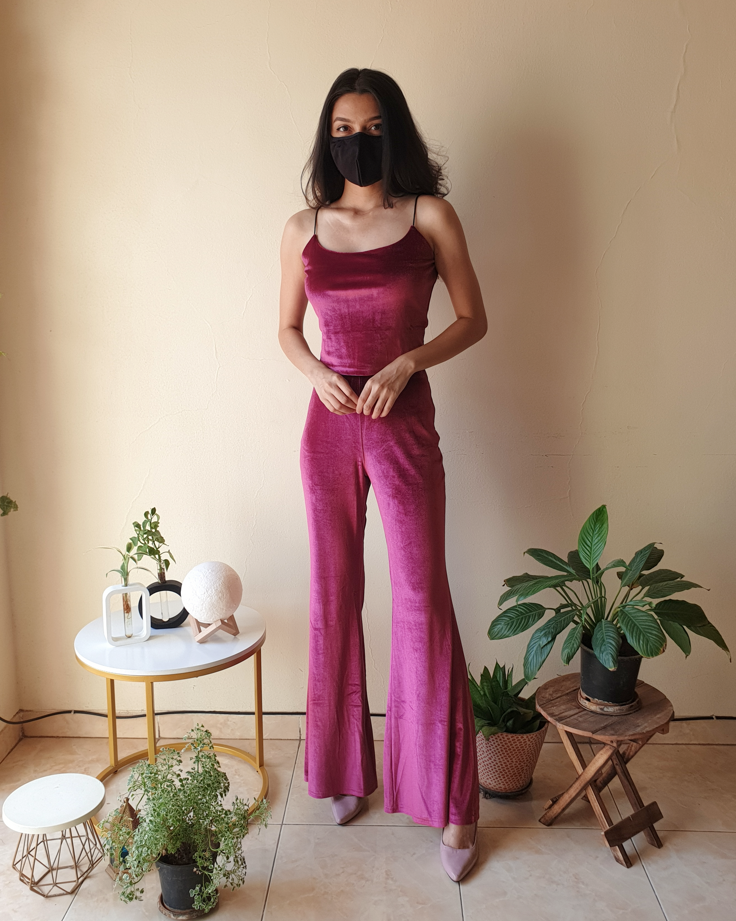 Magenta Pink Velvet Co-ord Set