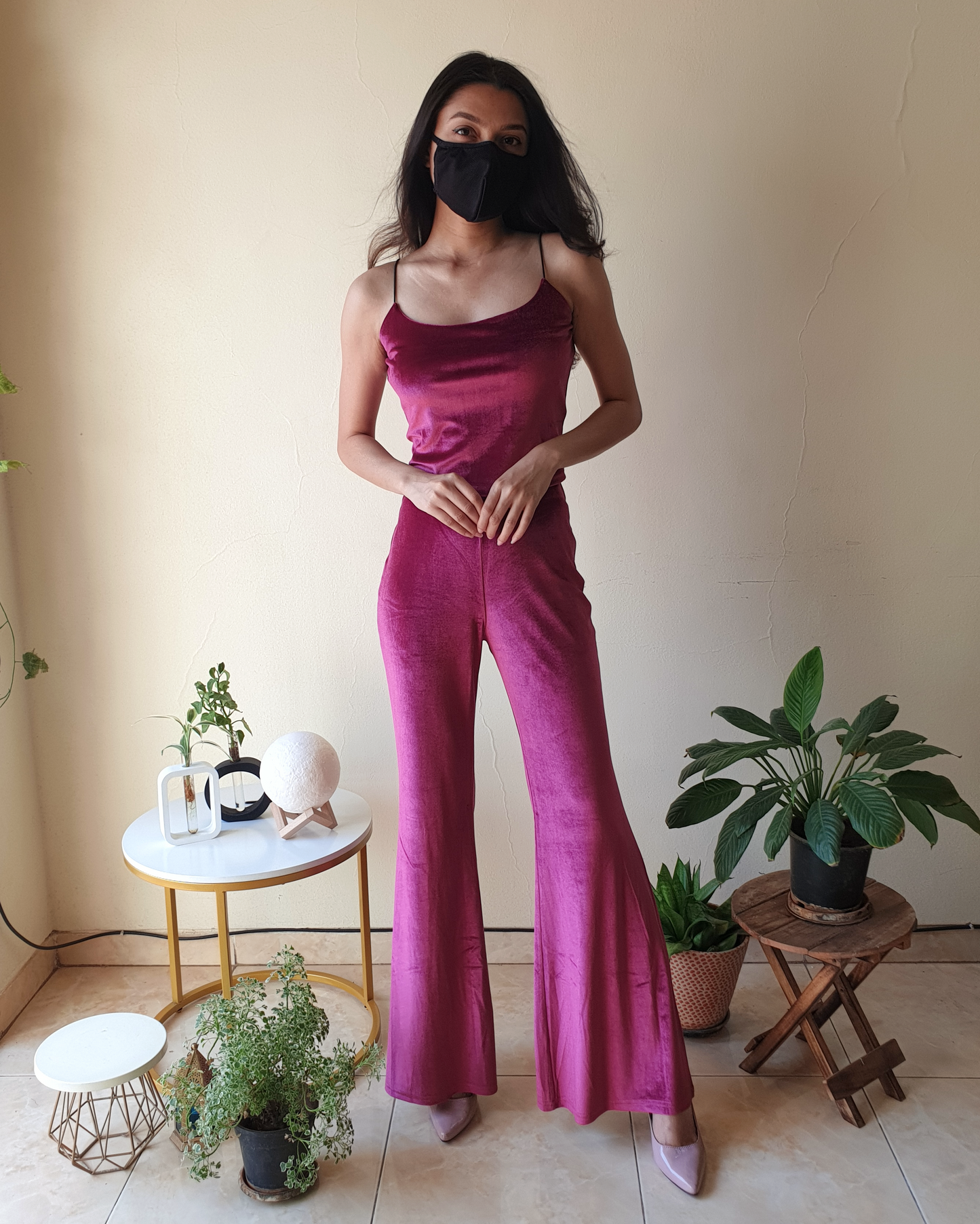 Magenta Pink Velvet Co-ord Set