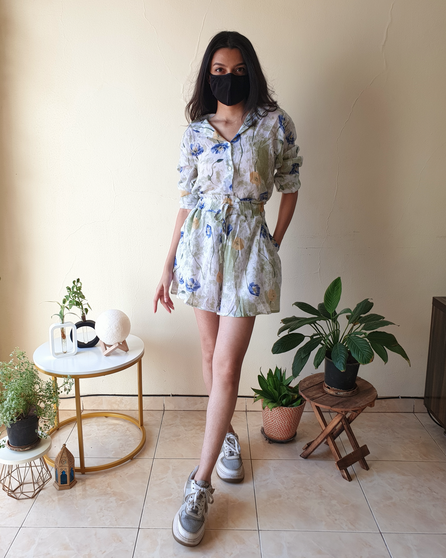 White Floral Linen Co-ord Set