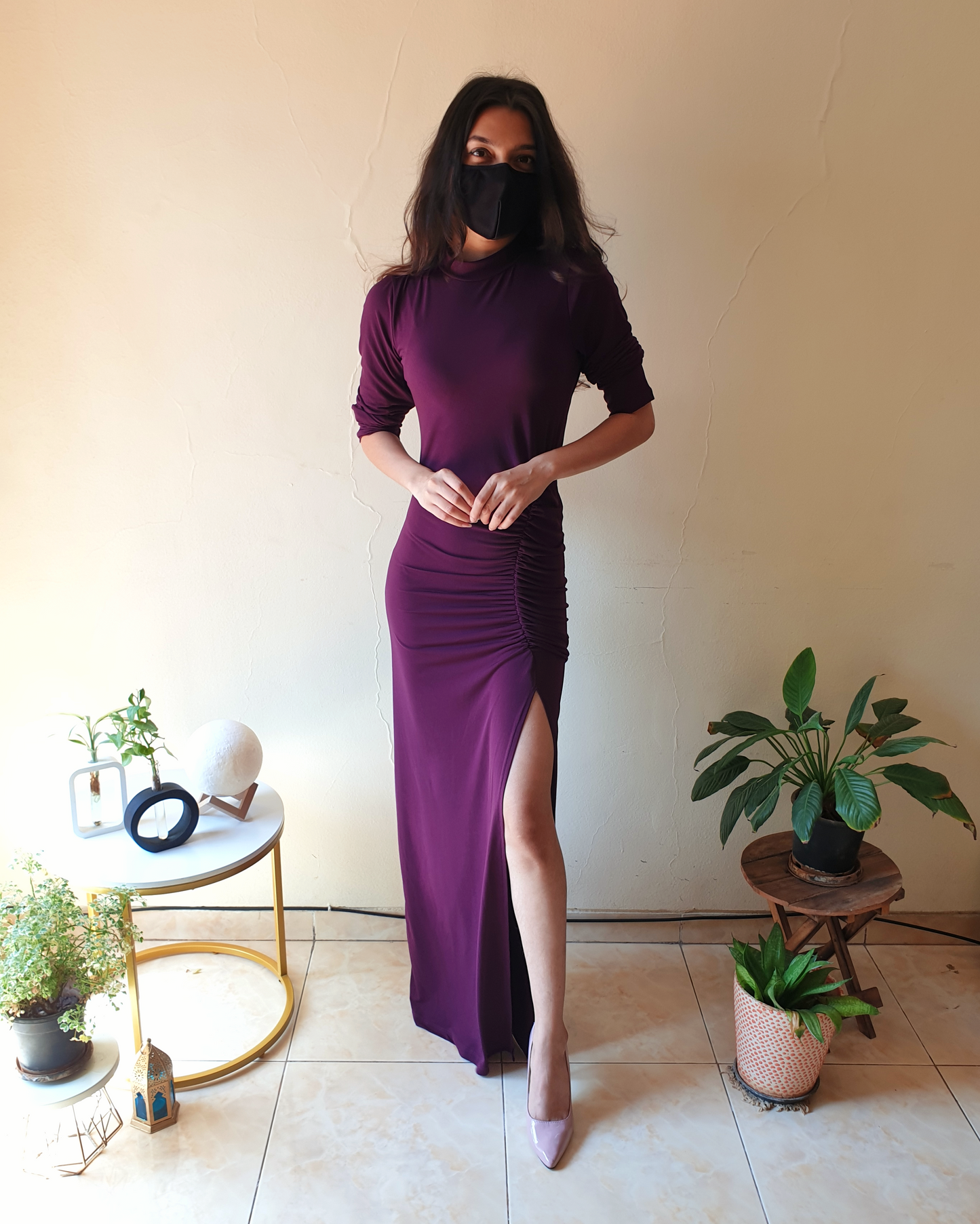 Vine Ruched Bodycon Gown