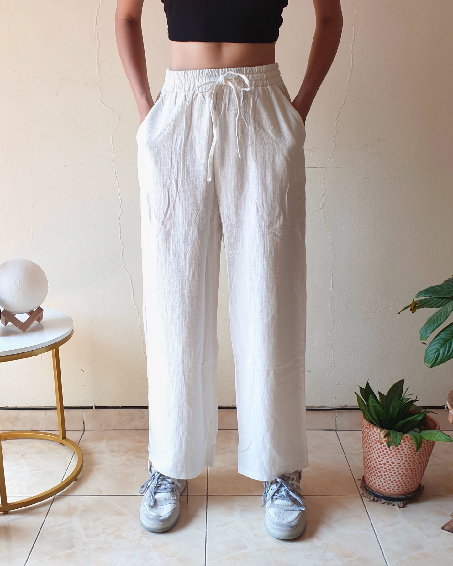 Cotton Linen Straight-Fit Pants