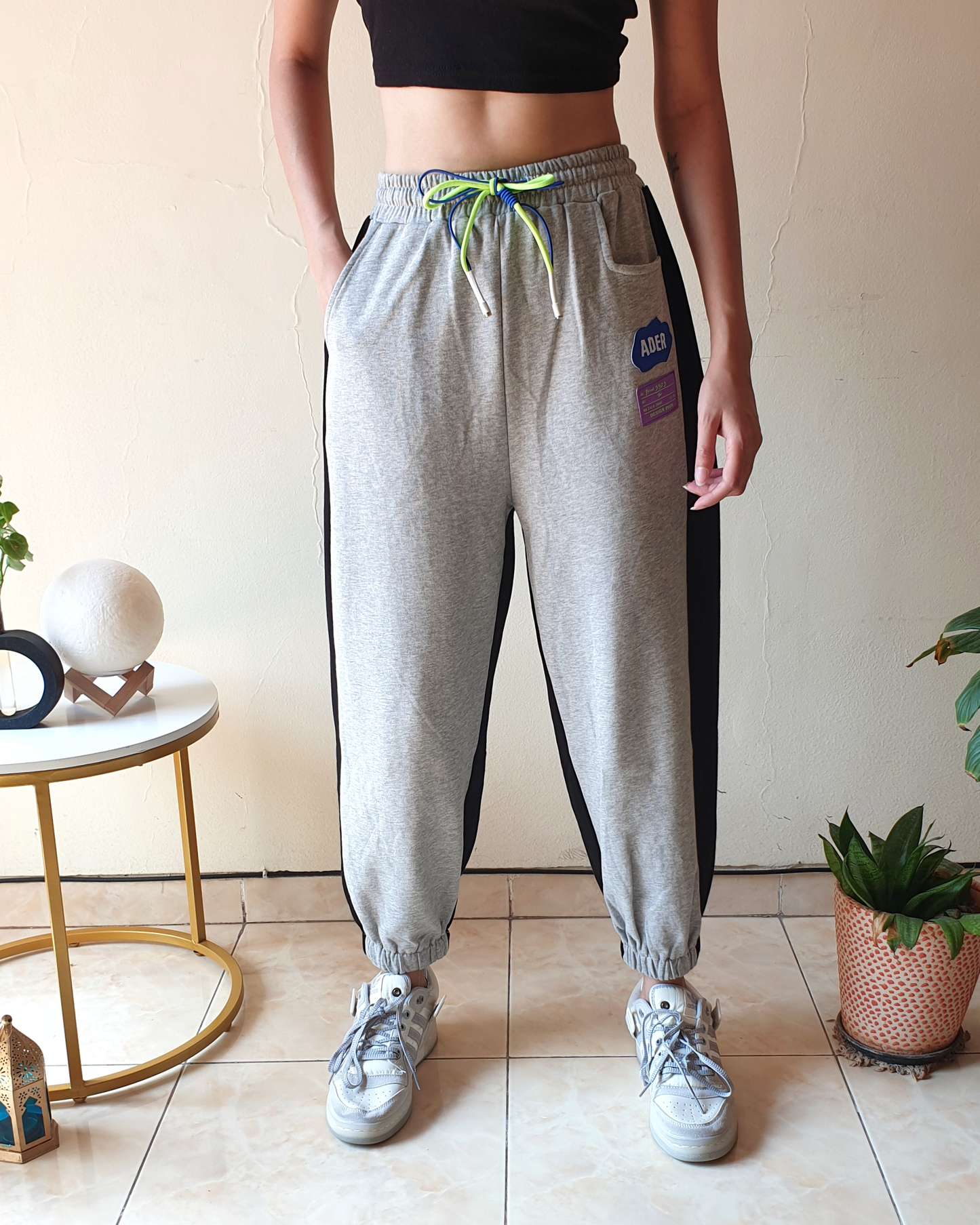 Grey & Black Sporty Joggers