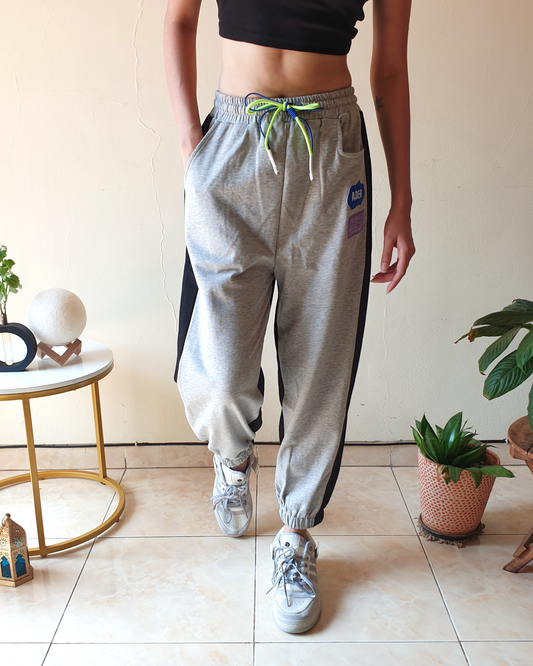 Grey & Black Sporty Joggers