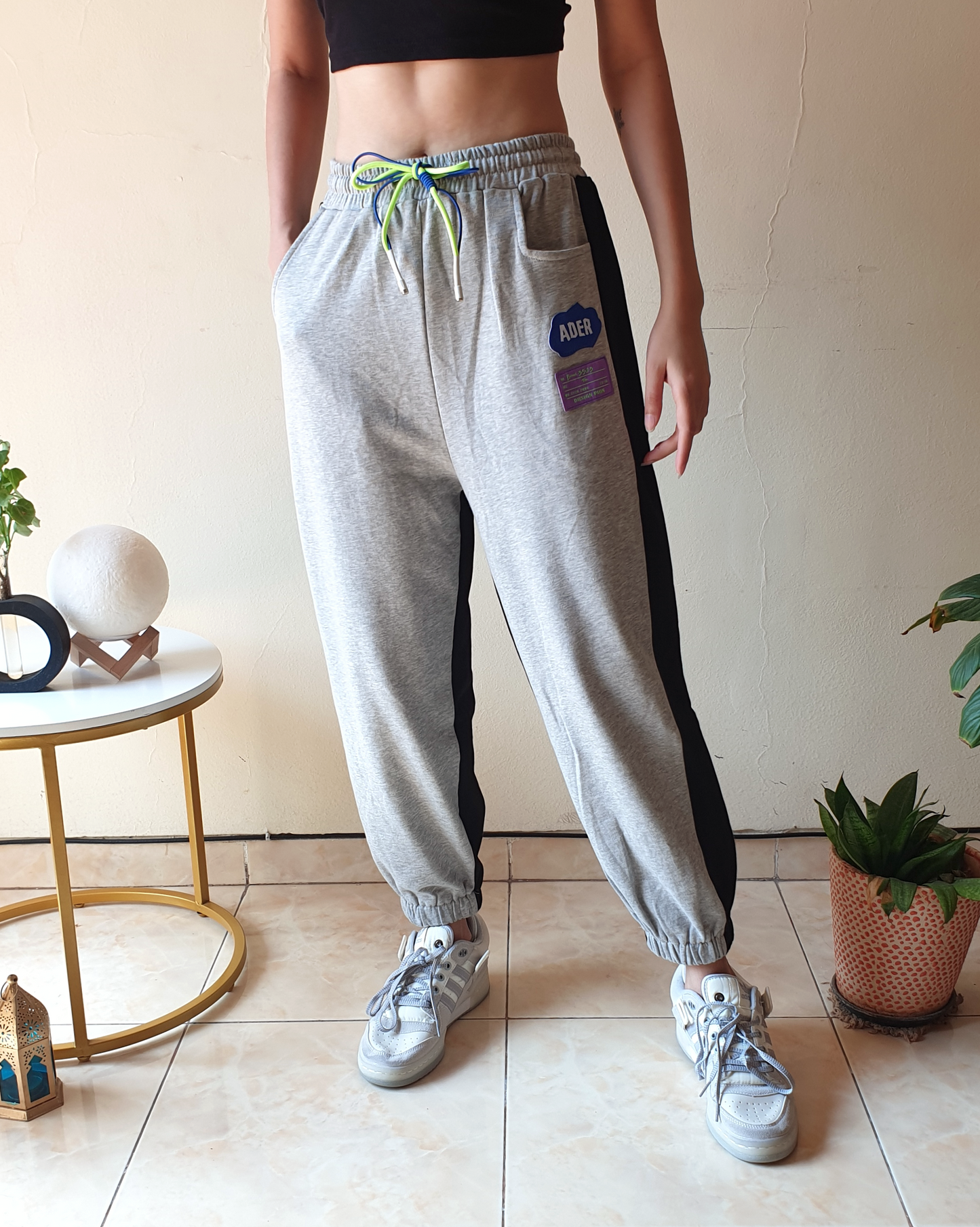 Grey & Black Sporty Joggers