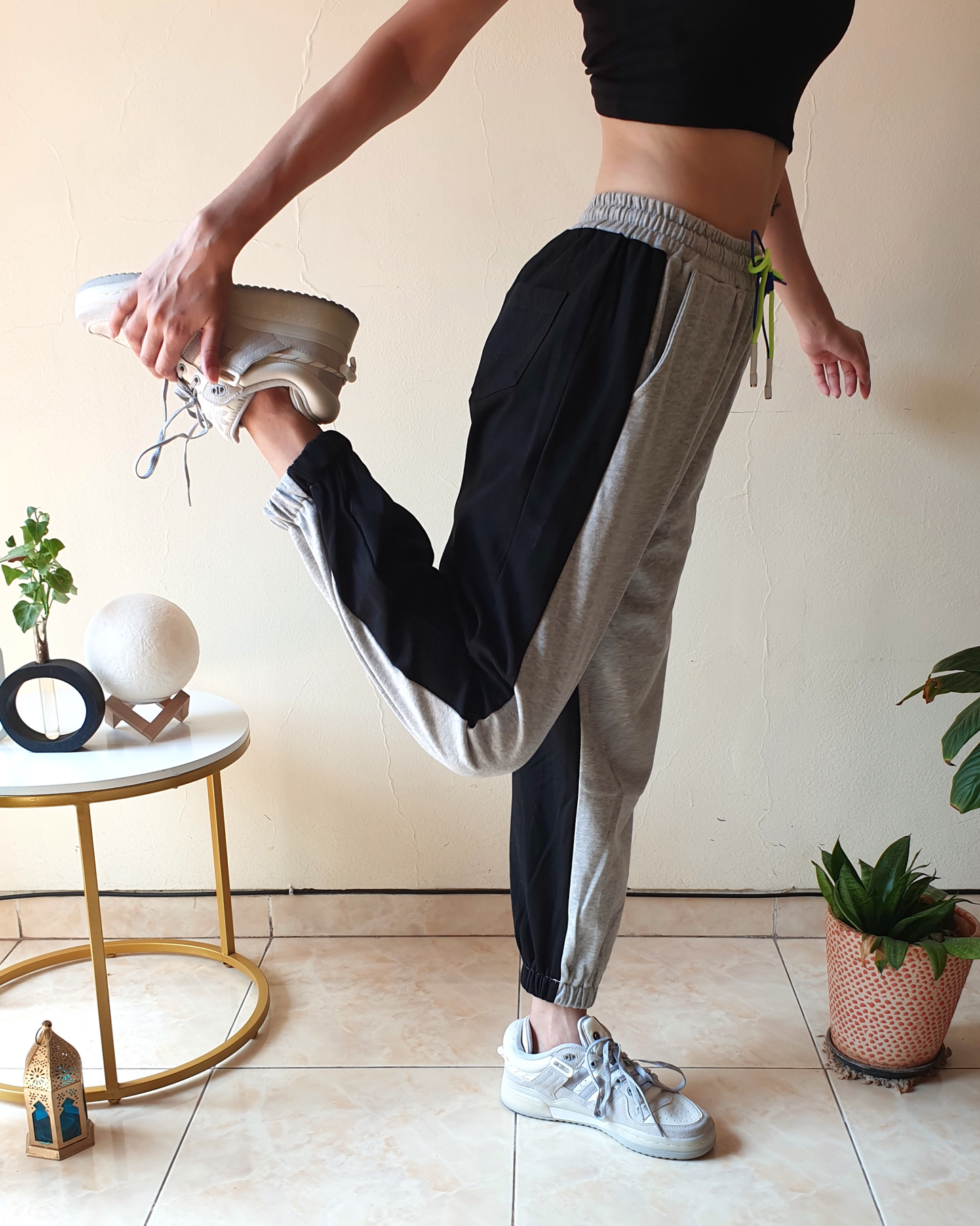 Grey & Black Sporty Joggers