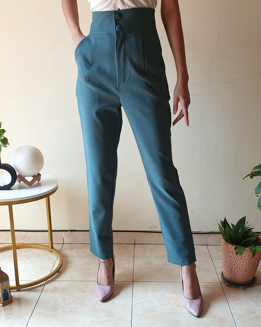 Rama Green Super Highwaist Formal Pants