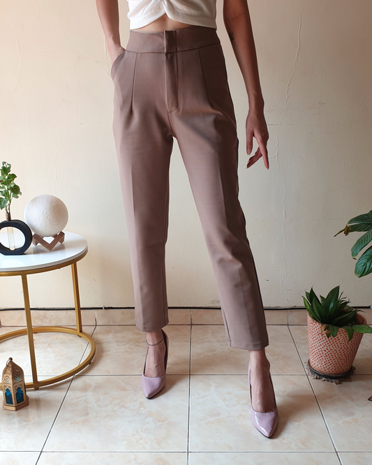 Brown Straightfit Formal Pants