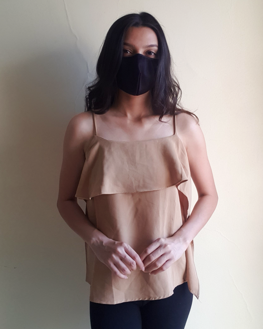 Beige Nude Singlet Ruffle Top