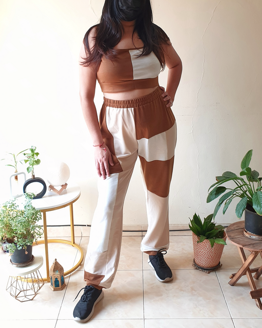 Beige & Brown Neutral Sporty Co-ord Set