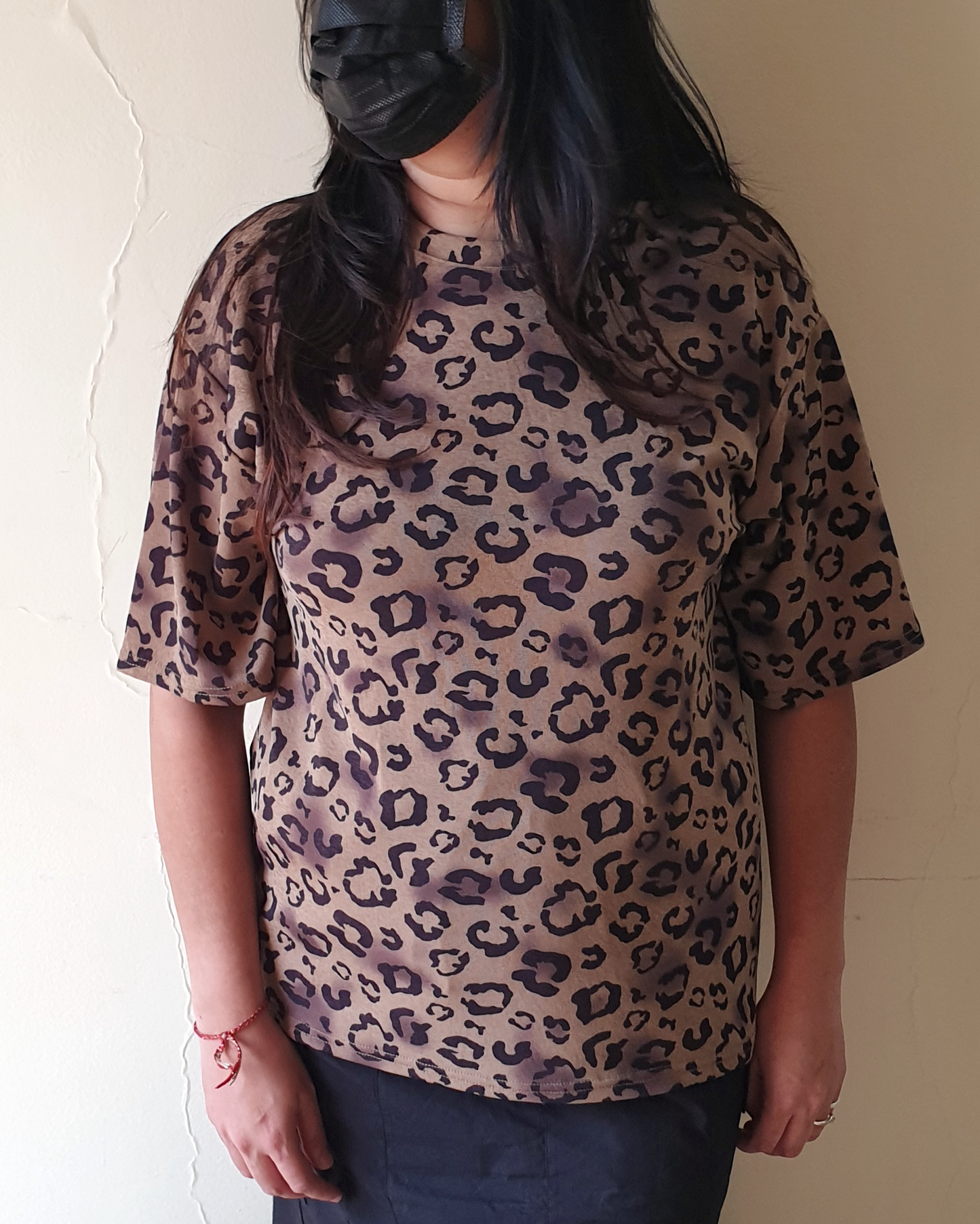 Brown Animal Print Oversized Tee