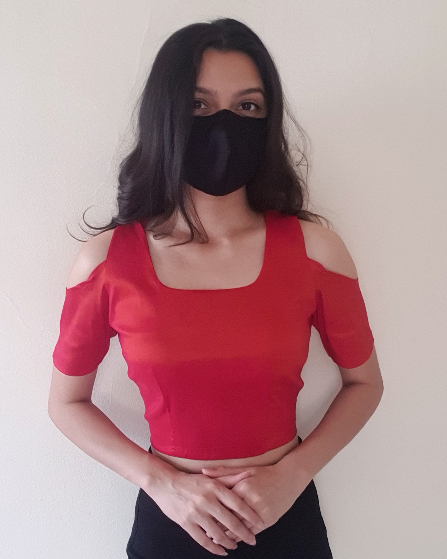 Red Coldshoulder Indowestern Croptop