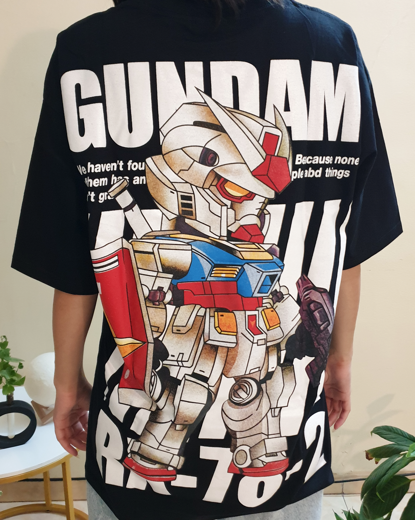 Black Gundam Unisex Oversized Graphic Back-Print Tee