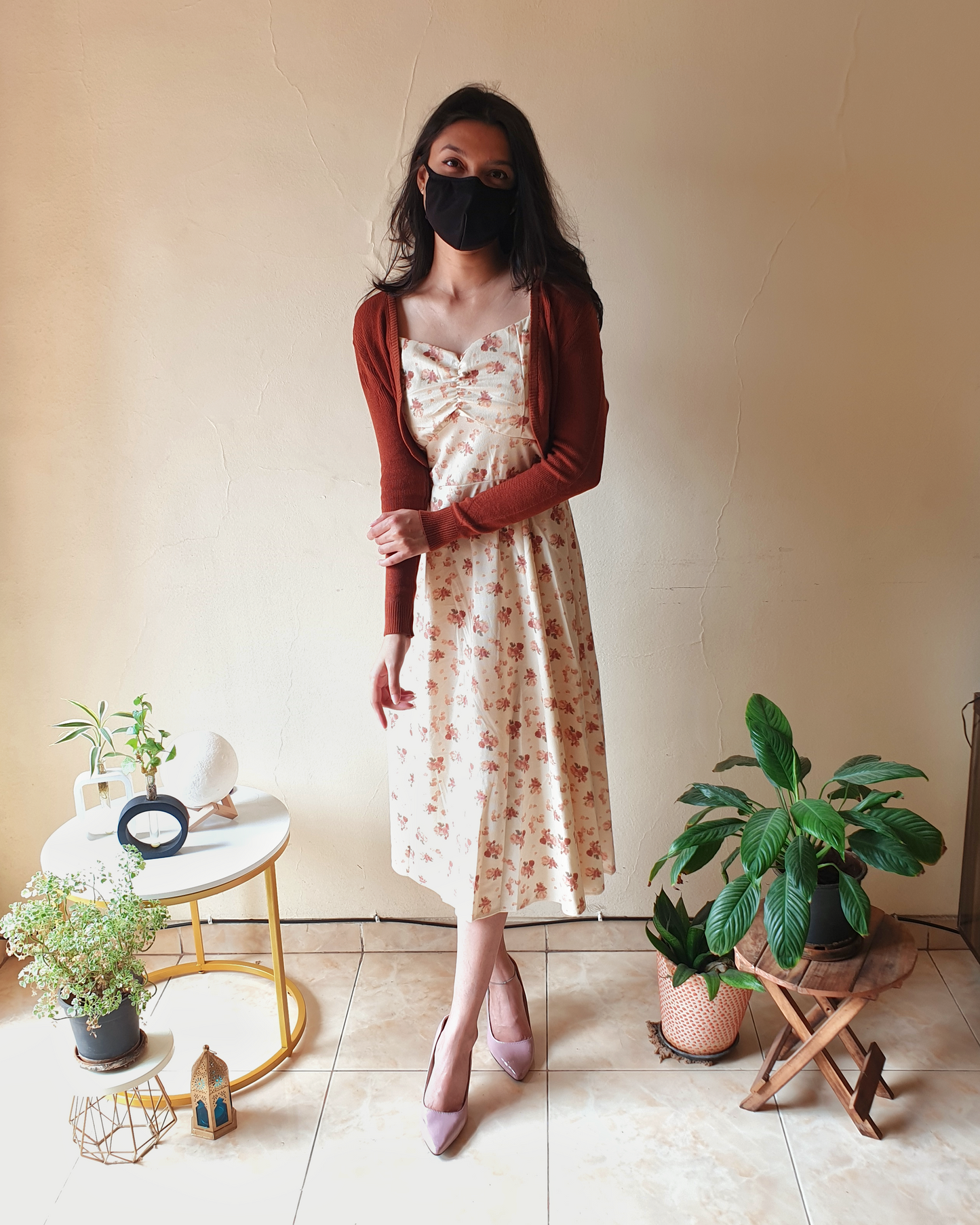 Floral 2 Piece Soft Corduroy Dress