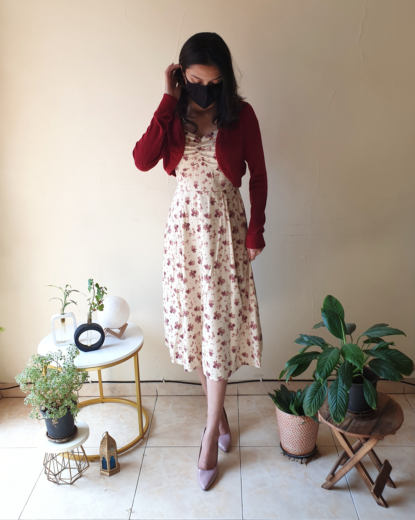 Floral 2 Piece Soft Corduroy Dress