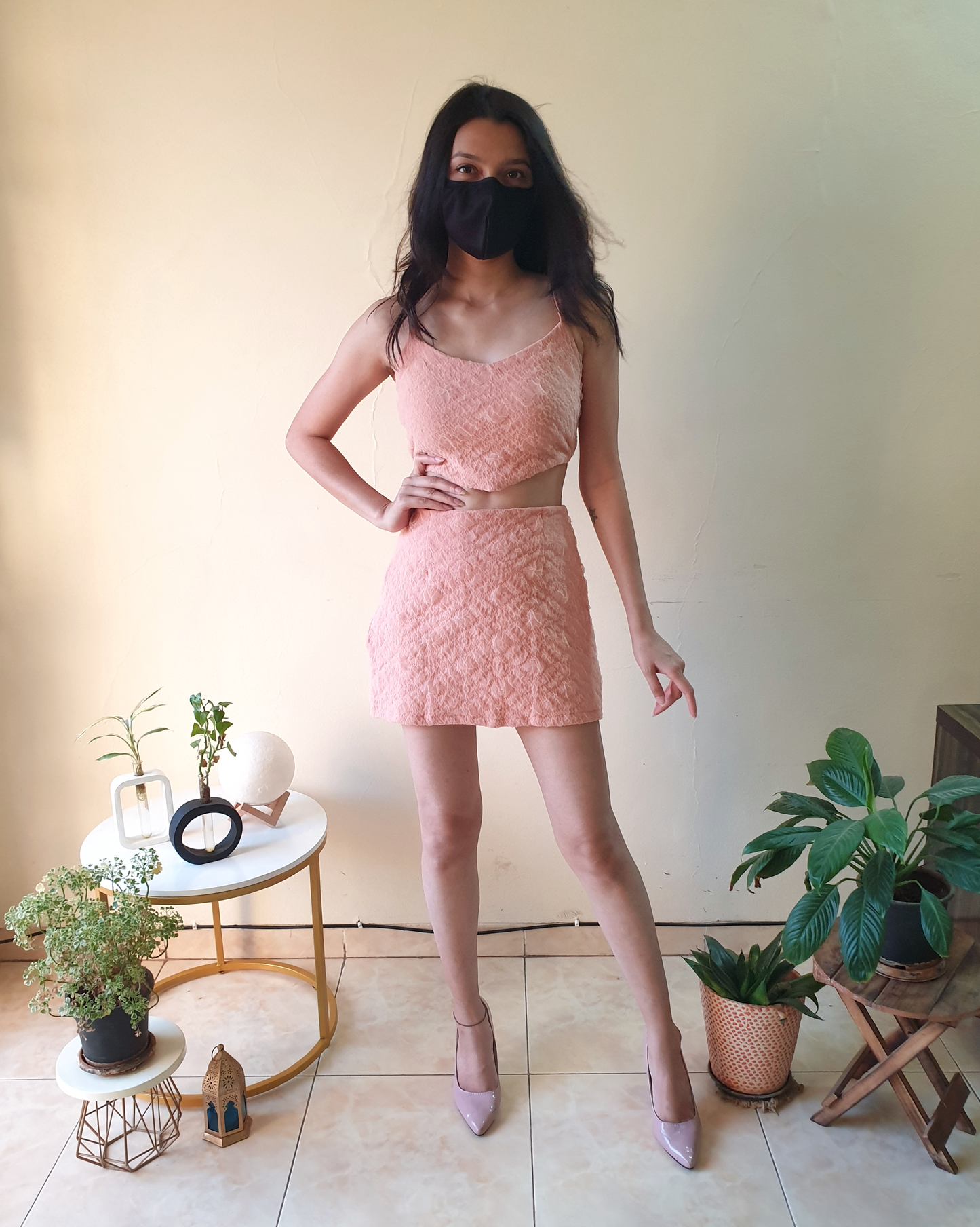 Peach Pink Organza Co-ord Set