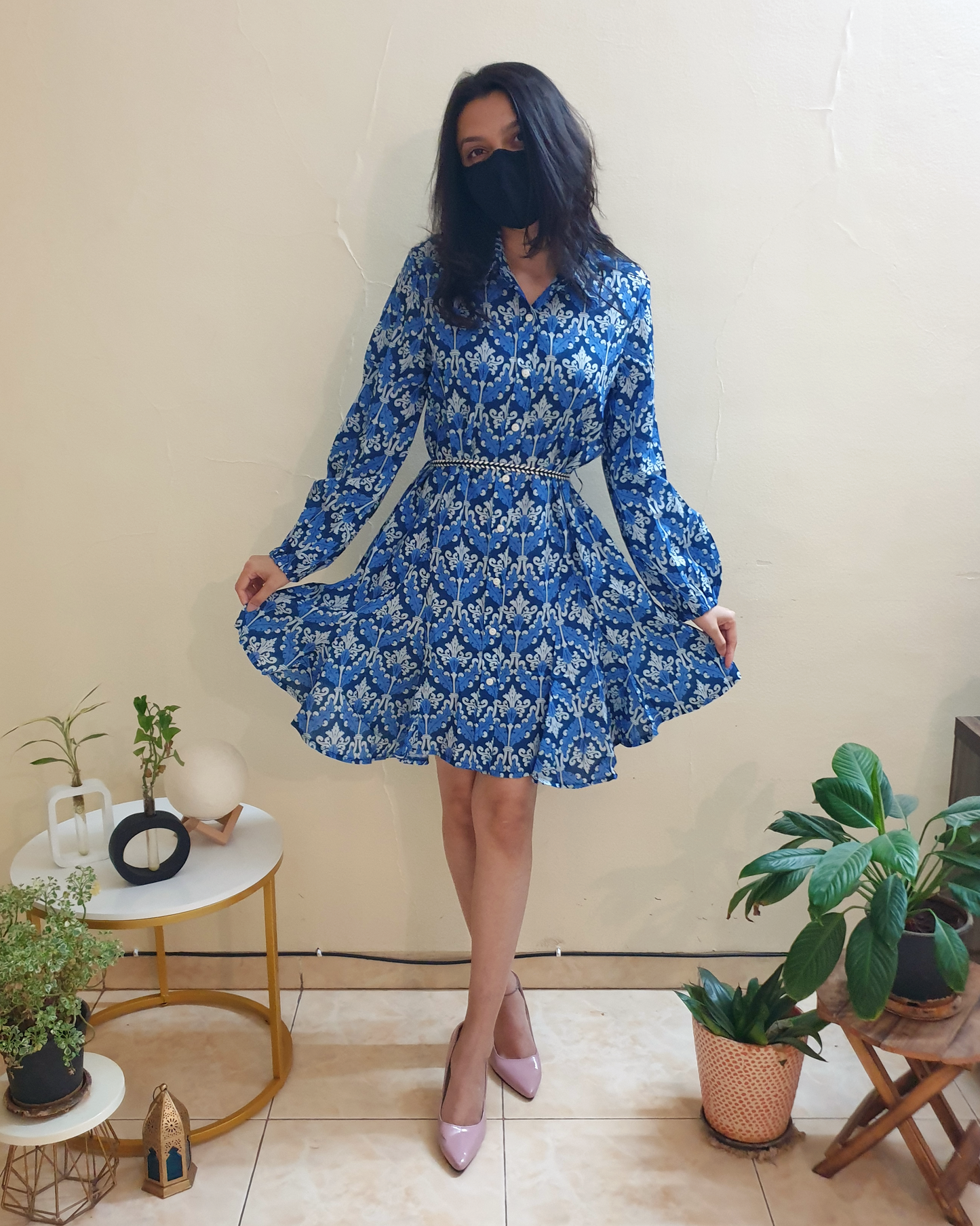 Printed Fit and Flare Summer Shirt Dress