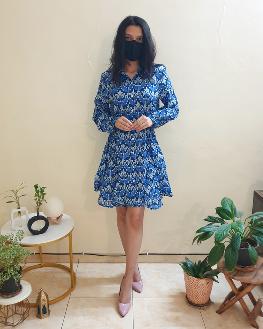 Printed Fit and Flare Summer Shirt Dress