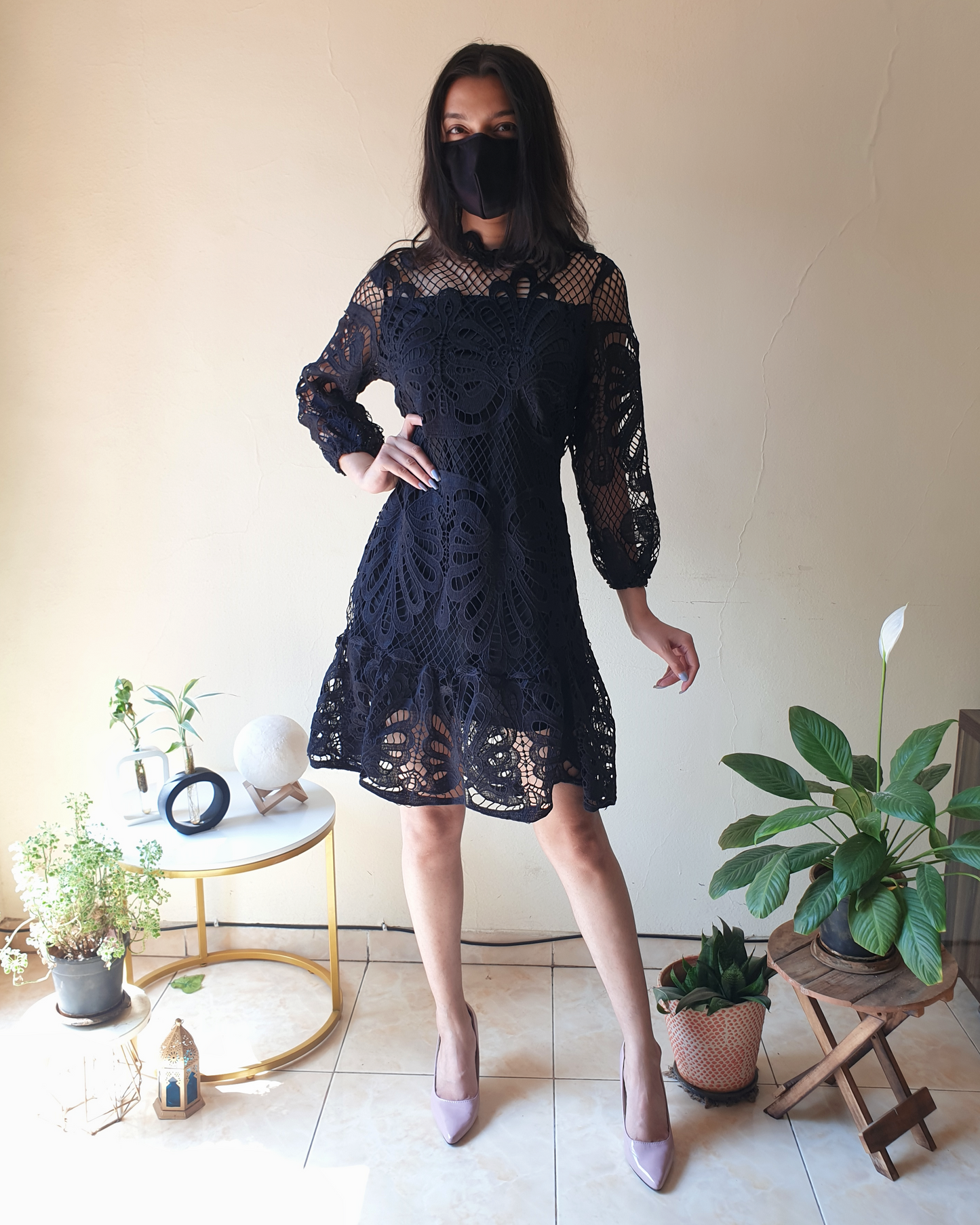 Black Lacey Cutwork Dress