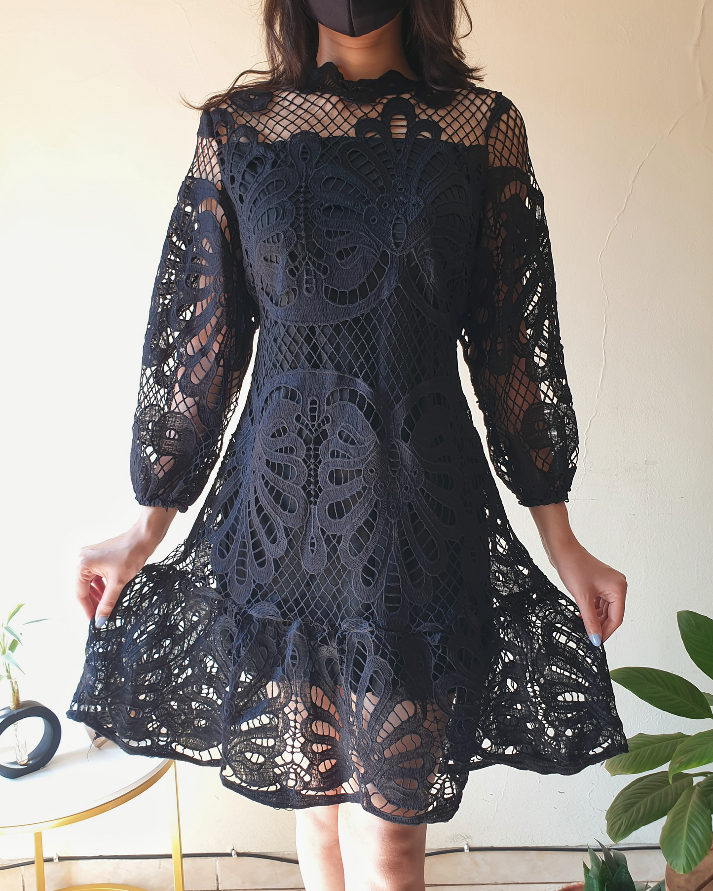 Black Lacey Cutwork Dress