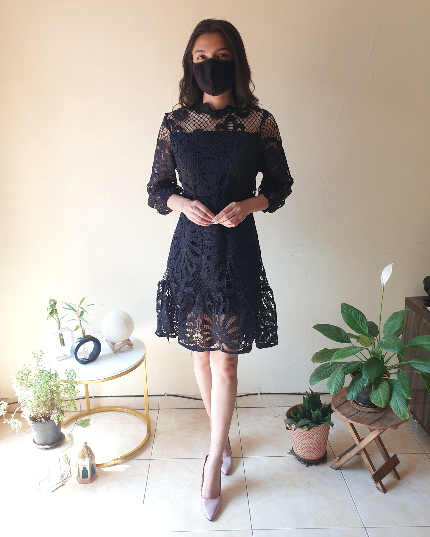 Black Lacey Cutwork Dress