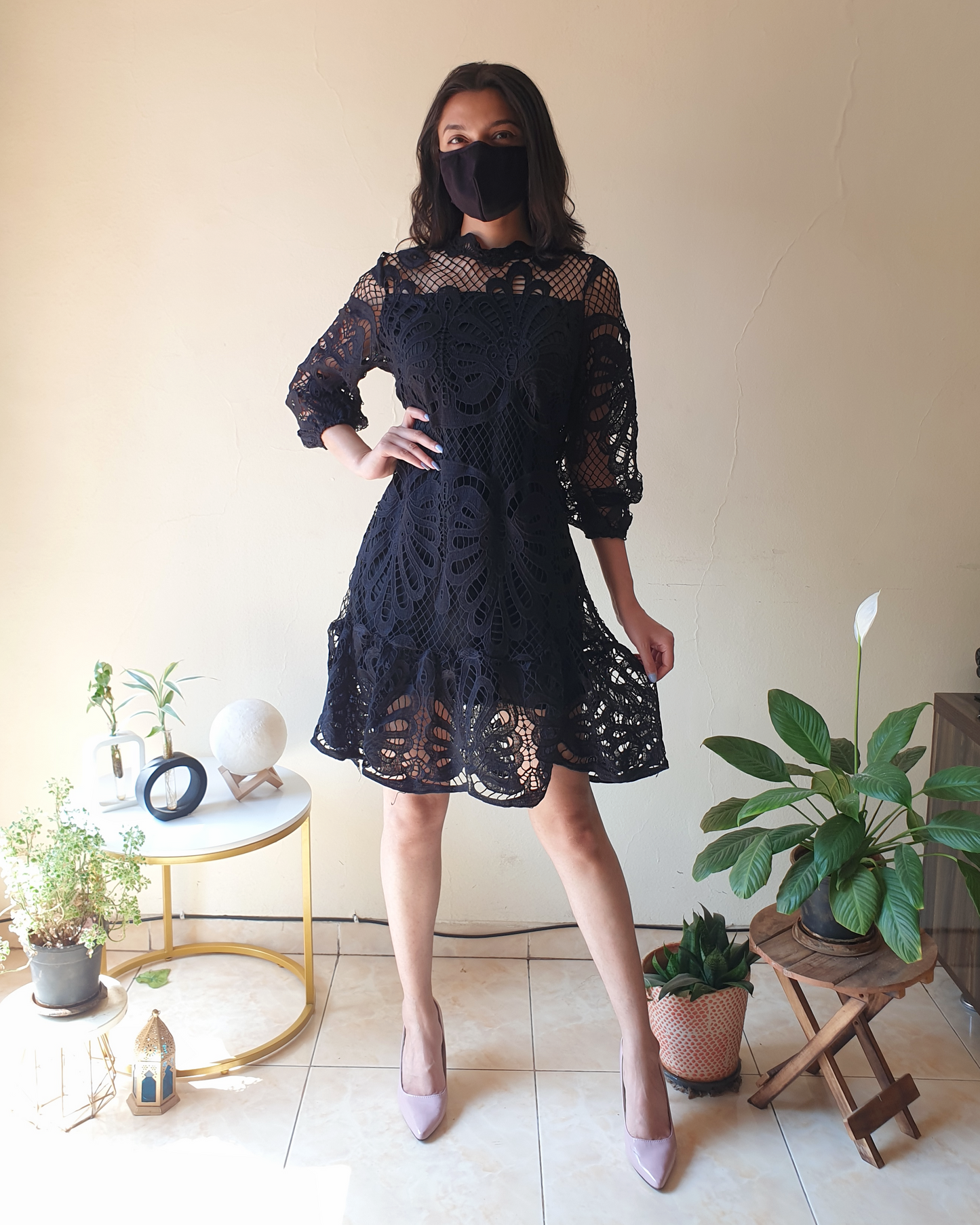 Black Lacey Cutwork Dress