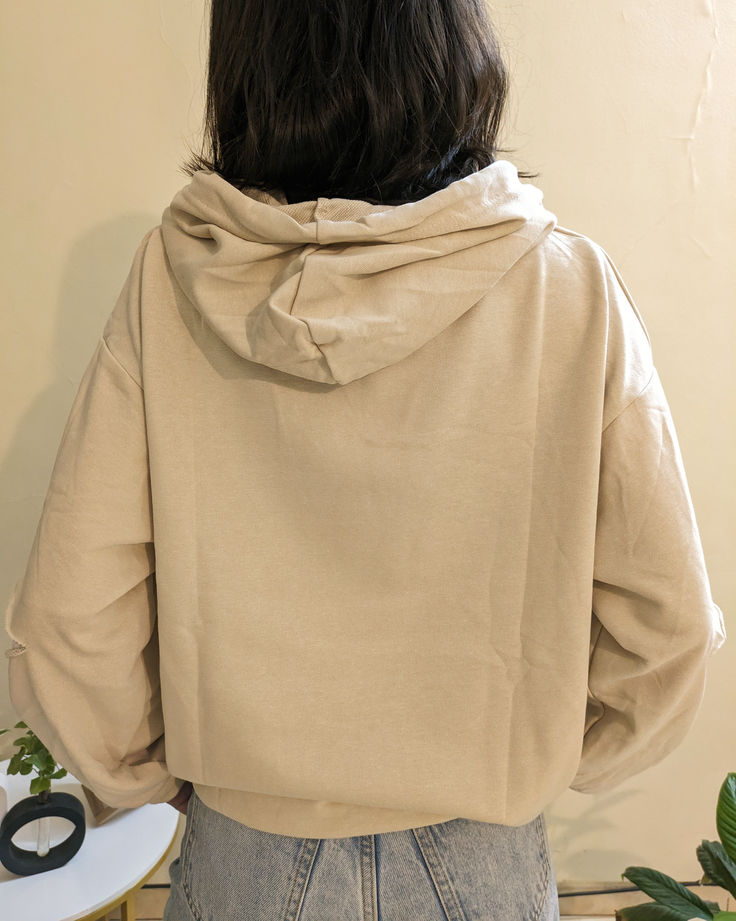 Beige Oversized Hoodie Sweatshirt